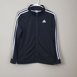 Adidas  size 14 / 16 black and white longsleeve jacket zip up collar